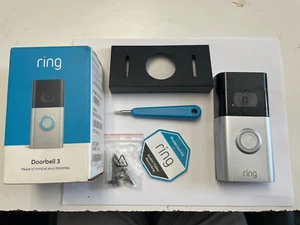 Ring Video Doorbell 3 Satin Nickel Motion Security Camera Wireless Rechargeable - Picture 1 of 1