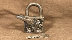 Unusual Vintage Padlock-Rex Accessories Racine Wisconsin Steel Lock w/ Key Eagle - Picture 1 of 14