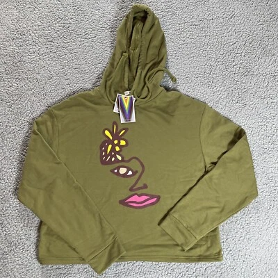 Sudadera Pride Mujer Pequeña Verde Oliva Recortada Sudadera con Capucha Manga Larga Gráfico Foto 1 de 4