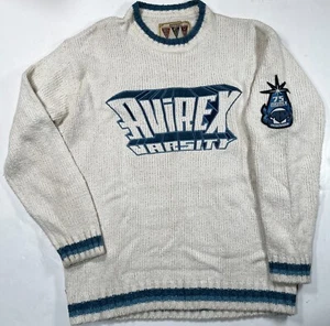 Avirex Varsity Sweater Mens XXL 75 Chunky Heavyweight Pullover Crewneck 90s - Picture 1 of 10