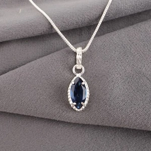 London Blue Topaz Gemstone Handmade 925 Sterling Silver Jewelry Pendant Gift For - Picture 1 of 3