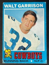 VINTAGE 1971 Topps Football - WALT GARRISON # 8 - Dallas Cowboys - VG-EX Cond