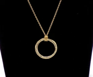 Adore Swarovski Crystal Necklace Organic Wavy Circle 12k Yellow Gold-Plated Long - Picture 1 of 6