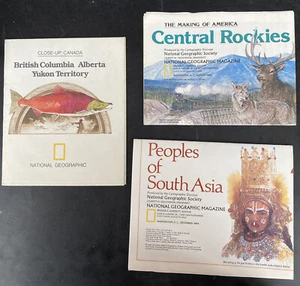 Lot of 3 NATIONAL GEOGRAPHIC MAGAZINE MAPS & INSERTS-1978 & 84 Canada U.S. Asia - Imagen 1 de 8