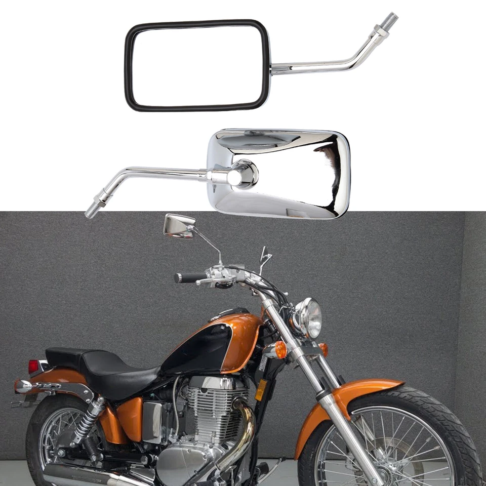 Chrome Rectangle Rear View Side Mirrors for Suzuki Boulevard S40 C50 C50T C90 US Foto 1 de 4