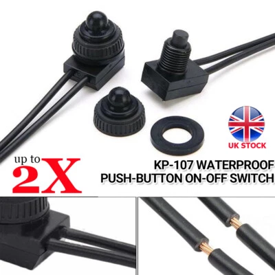 12V Waterproof Push-Button On-Off Switch Outdoor Lighting Motorcycle Car UK - Image 1 of 4