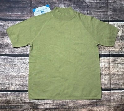 Camisa Top Dialogue Para Mujer Mediana Mezcla Seda Manga Corta Pullover Verde Foto 1 de 4