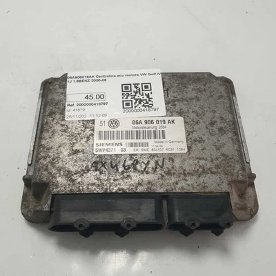 06A906019AK Centralina ecu motore VW Golf IV 1J 1.6BENZ 2000-06 - Immagine 1 di 4