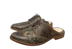 Mules Oxford Bed Stu Mickie de cuero con cordones punta de ala para mujer 7,5 marrón - Imagen 1 de 8