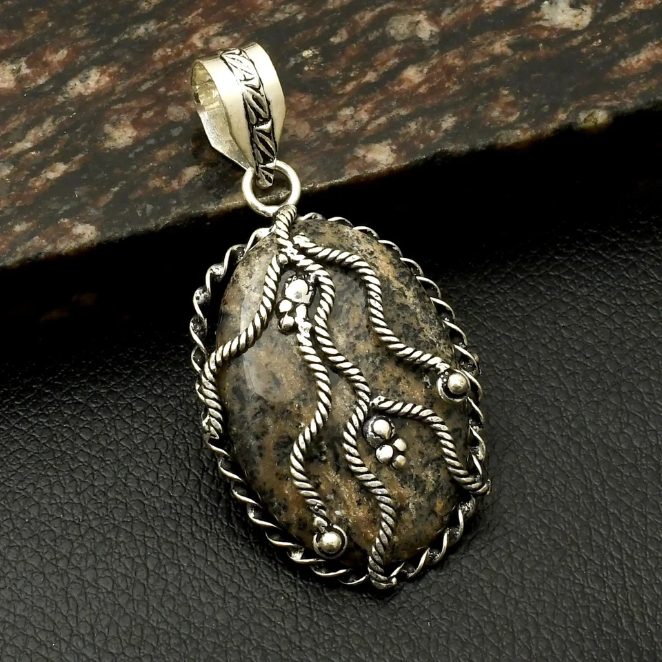 Colgante étnico hecho a mano con piedras preciosas de ópalo dendrita miel regalo joyería 2,6" AP-40680 Foto 1 de 1