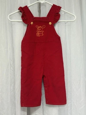 Mono bebé Sears de colección años 70 100 % algodón rojo bordado Kawaii mediano 21-26 libras Foto 1 de 4