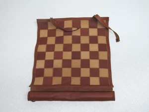 Vintage Roll Up Schachspiel Top Grain Leder Spielbrett Reise - Bild 1 von 8