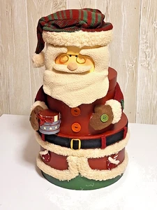Vintage Santa 3 tier Stacking Nesting Round Boxes 16". Christmas Collectible - Picture 1 of 7