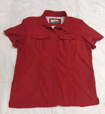 Magellan Women’s Relaxed Fit Fish Gear Moisture-Wicking Vented Shirt Medium Red - Image 1 of 4