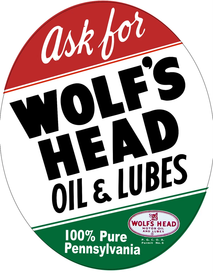 WOLF'S HEAD MOTOR OIL DECAL STICKER SUPER HIGH GLOSS OUTDOOR 4 INCH  - Image 1 of 1