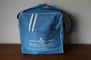 Bolso de viaje vintage de lona/vinilo azul a rayas para bebé Kollander viaje Pittsburgh PA - Imagen 1 de 6