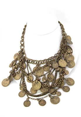 Collar de cadena Chico's con dijes monedas, estilo babero Foto 1 de 4