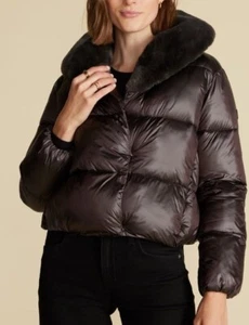 Save the Duck Women’s Mireille Puffer Jacket In Brown Black Size 6/ XL - Picture 1 of 5