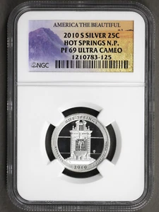 2010 S Silver Proof ATB Quarter Hot Springs USA 25c Coin NGC PF 69 - Picture 1 of 2