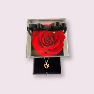 Ewige Rose mit Halskette - Geschenkbox - Roségold - Bild 1 von 10