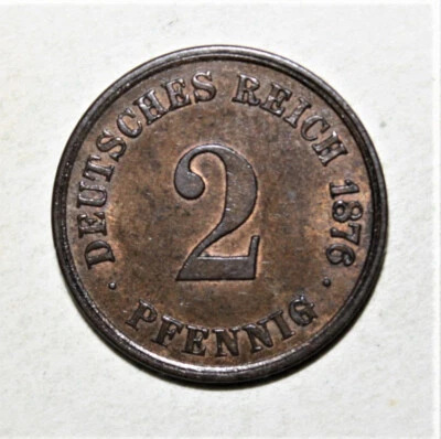 S2 - Germany 2 Pfennig 1876-A Almost Uncirculated / Uncirculated Coin *** Nice - Image 1 of 2