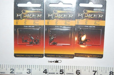 3 packs spro power stainless steel swivels interlock snap #8 6kg(13lb) 4581-008 - Image 1 of 3