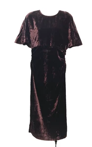 Zara Long Dress Velvet Ruched Cocktail Zipper Open Back Purple Whimsigoth M - Picture 1 of 13