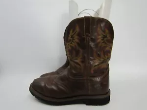 Botas vaqueras de trabajo de cuero marrón Justin para hombre talla 13 D - Imagen 1 de 10