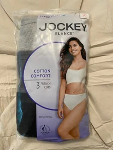 Jockey Elance Women Panties Cotton Comfort French Cut 3 Pack 10 Black Gray NEW - Picture 1 of 2