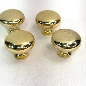 FOUR 4 Vintage Original Drawer Pulls Knobs Solid Brass Handle Heavy Replacement - Picture 1 of 6