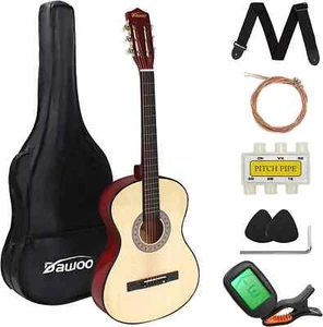 4/4 Size Acoustic Guitar 38 inch Classic Wood Guitar 6 Strings For Beginners UK - Picture 1 of 27