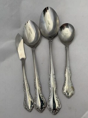 4 Serving Pieces QUEEN'S COURT Japan Stainless Steel Flatware Silverware A4 - Image 1 of 4