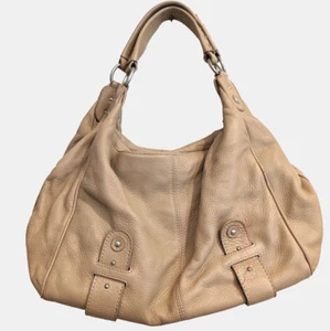 Sigrid Olsen Large Beige Leather Satchel Shoulder Bag Purse - Picture 1 of 10