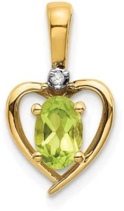 14K Yellow Gold Diamond & Peridot Pendant XBS507 - Picture 1 of 3