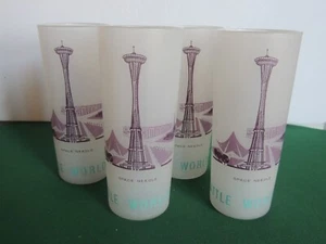 Set 4 Seattle 1962 Worlds Fair Glass Ice Tea 6 1/2" Space Neddle Tumblers - Imagen 1 de 7