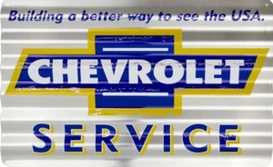 CHEVROLET SERVICE GEWELLTES SCHILD 18 X 12 ZOLL METALL BLECHGEBÄUDE BESSER ANSEHEN USA - Bild 1 von 5