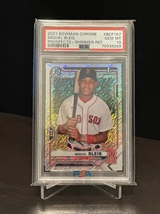 2021 MIGUEL BLEIS 1st Bowman Chrome Shimmer Refractor #BCP-167 PSA 10 GEM MINT - Picture 1 of 2
