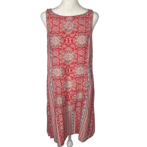 J JILL Women Dress Size MP Pink Medallion Boho Paisley Print Sleeveless 64-3 - Picture 1 of 11