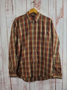 Knights Sportswear Shirt Mens Large Brown Check Pattern Button Down Long Sleeve - Picture 1 of 13