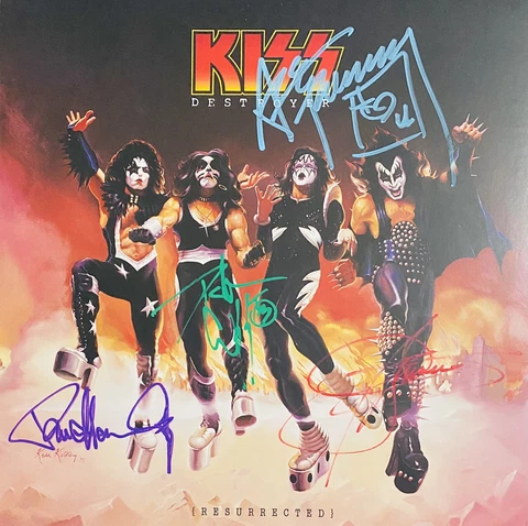 KISS Signed Album Gene Simmons Stanley Ace Criss Autographed Vinyl Destroyer JSA Cover