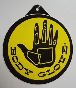 BODY GLOVE Surfboards Neon Yellow 80s Dive Clothing Tag Vintage Surfing STICKER - Picture 1 of 2