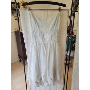 Neuf LG Free People Intimately Blanc Dos Nu Dos Ouvert Mini Robe Crochet Oeillet