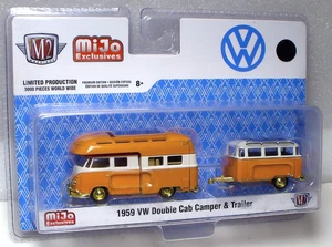 M2 Machines Gold Chase 1959 VW Double Cab Camper & Trailer 1:64 Diecast 1/250 - Picture 1 of 3