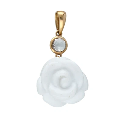 Colgante Mimi Milano P193R8A1B Gracia Oro Rosa 18k Ágata Blanca Diamante Forma Rosa Foto 1 de 2