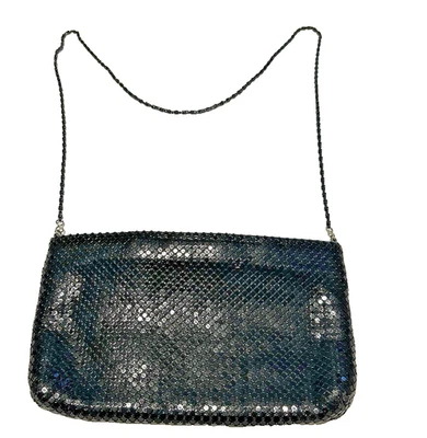 Bandolera o bolso de hombro vintage de metal negro con correa de cadena Foto 1 de 4