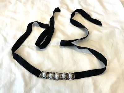 Collar gargantilla cinta perlas pulsera victoriano corbata negra ópalo vintage gótico Foto 1 de 4