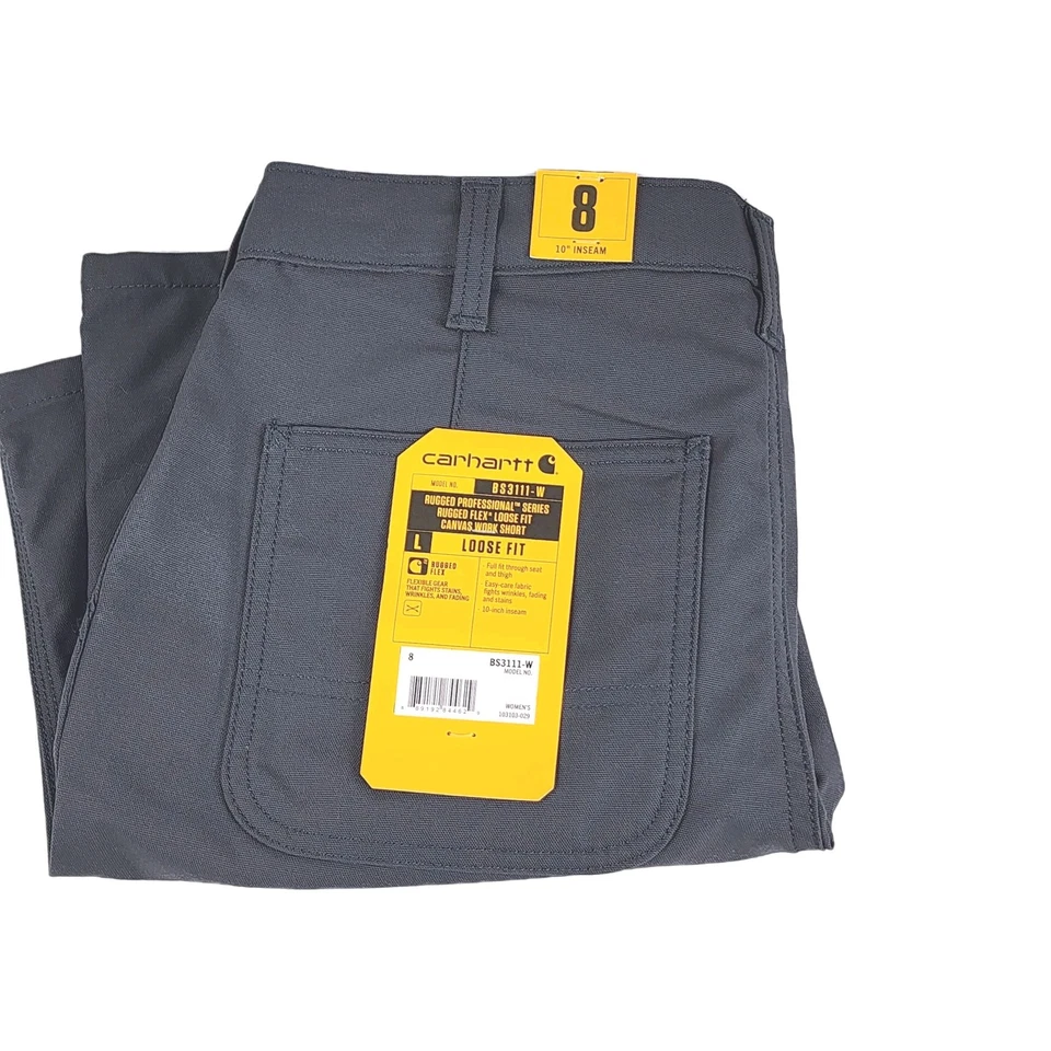 Carhartt Mid Rise Regular Fit Gray Work Casual Shorts Size 8