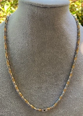 Collana Acciaio Bicolore Perline Farfallina - Immagine 1 di 4