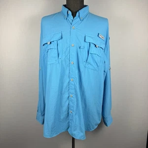 Columbia PFG Omni-Shade Blue Long Sleeve Vented Fishing Shirt Men’s XL Nylon - Picture 1 of 11