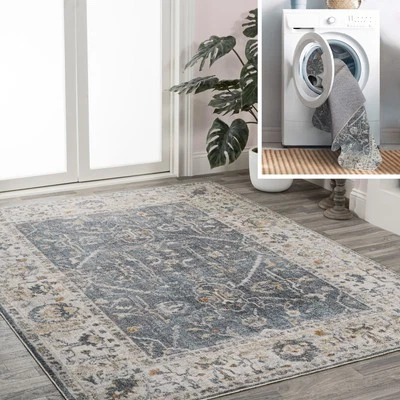 JONATHAN Y WSH321 Brandy Rustic Border Low-Pile  Machine Washable Area Rug - Image 1 of 4